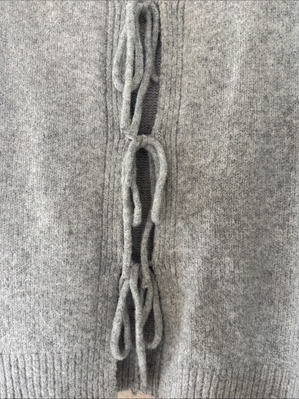 NWOT Gray Knit Tie Sweater - Picture 5 of 7